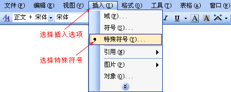 打開插入特殊符號