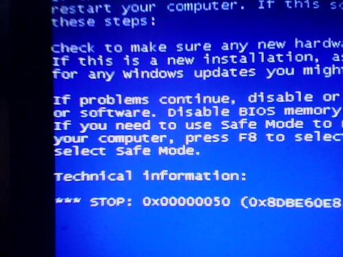 藍(lán)屏代碼0x00000050