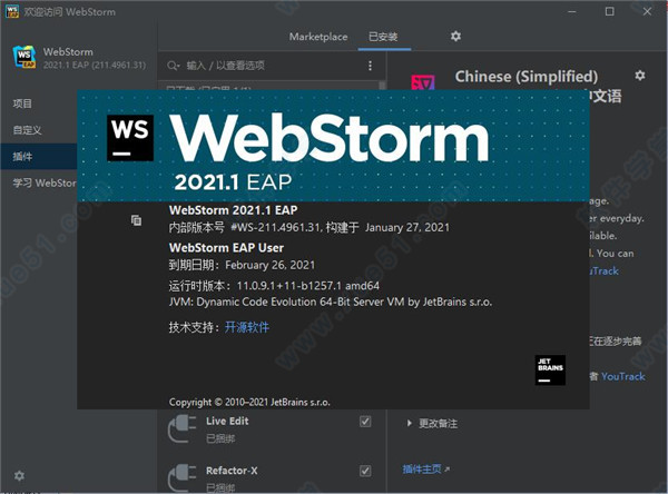 WebStorm2021漢化激活版